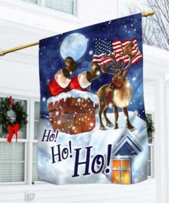 Christmas US Flag Santa Claus Stuck In The Chimney DBD3042F