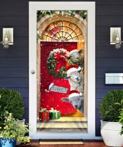 christmas with my herd sheep cattle farmer door cover 4891