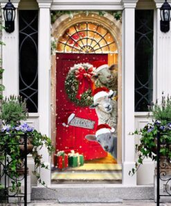 christmas with my herd sheep cattle farmer door cover 8763