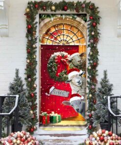 christmas with my herd sheep cattle farmer door cover 8930