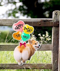 corgi dog happy birthday to you hanging metal sign tqn821ms 3360