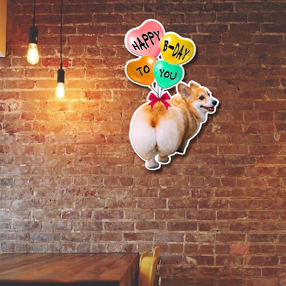 Corgi Dog Happy Birthday To You Hanging Metal Sign TQN821MS - Image 3