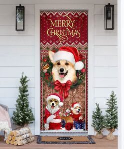 Corgi Happy House Christmas Door Cover