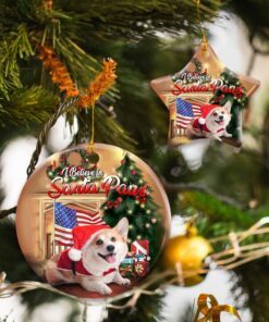 Corgi Santa Paws Ceramic Ornament