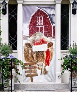cow barn merry christmas door cover 2603