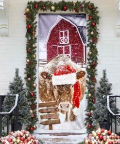 cow barn merry christmas door cover 3930