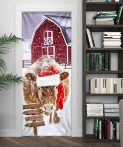 cow barn merry christmas door cover 8278