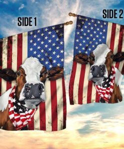 cow cattle happy 4th of july. american us flag 5229