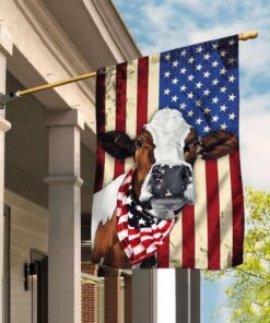 Cow Cattle Happy 4th Of July. American US Flag