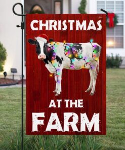 cow christmas flag christmas at the farm tqn602f 4963