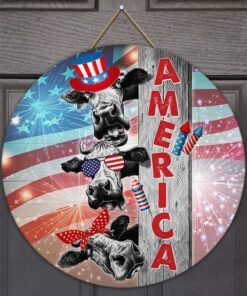 Cow Door Sign America Wooden Sign TPH07WD