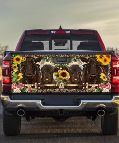 Cow Farm Truck Tailgate Decal Sticker Wrap Sunflower NNT191TD
