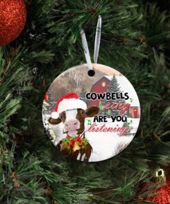cowbells ring ceramic ornament 6994