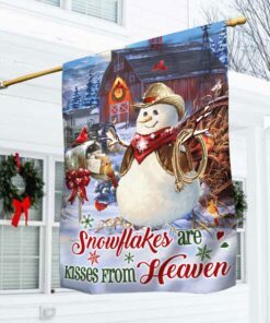 Cowboy Christmas Flag Snowflakes Are Kisses From Heaven DDH2965F
