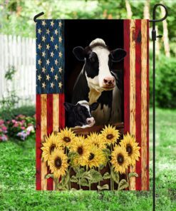 Cows Cattle Sunflowers American Flag QNV07F