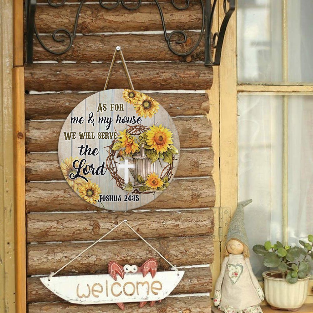 Cross & Sunflower Wooden Sign As For Me & My House We Will Serve The Lord DBD3112WDv1 - Image 4