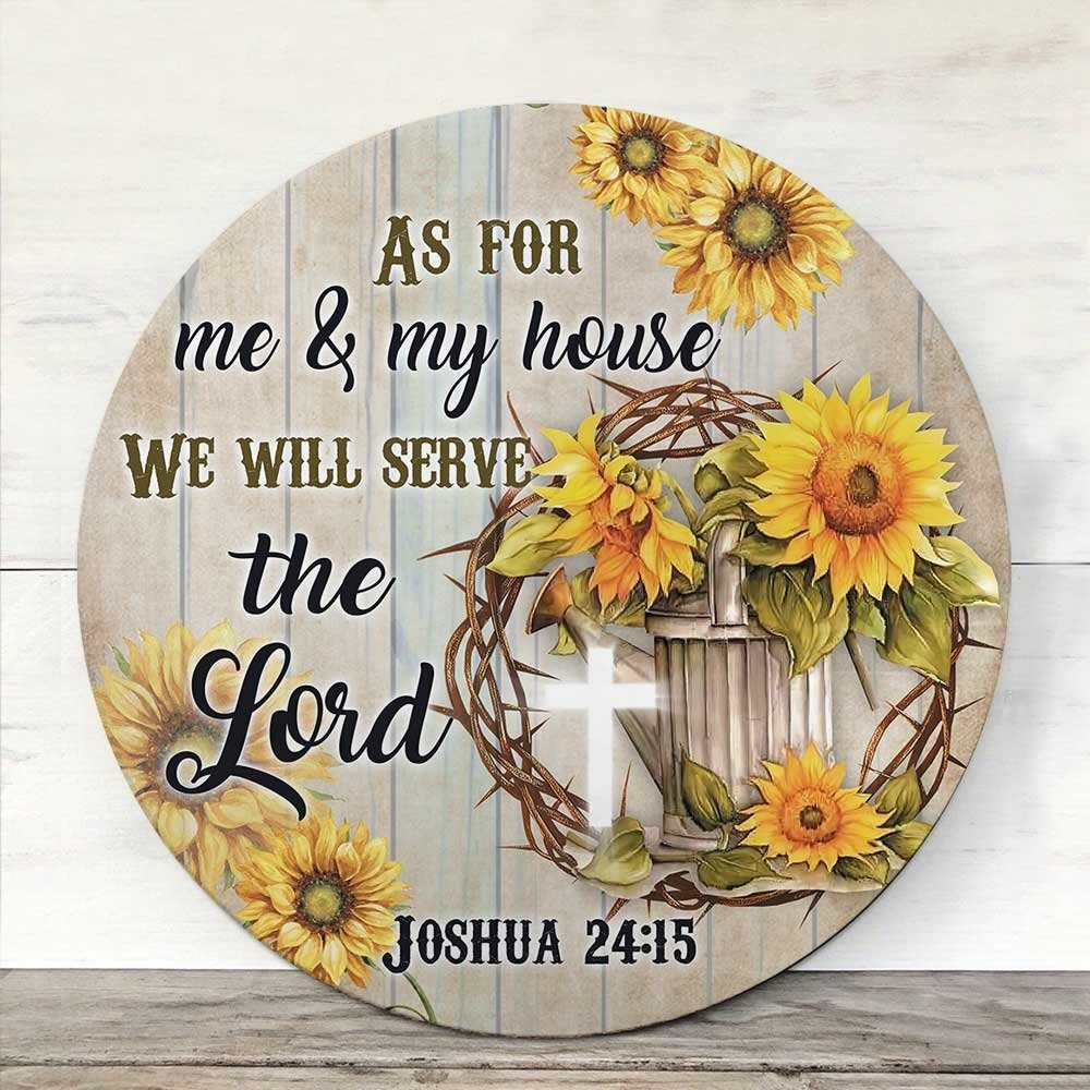 Cross & Sunflower Wooden Sign As For Me & My House We Will Serve The Lord DBD3112WDv1 - Image 2