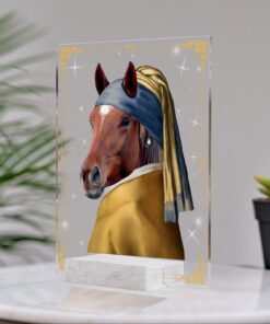 custom horse personalized horse with a pearl earring custom pet portrait bnn64asct 4209