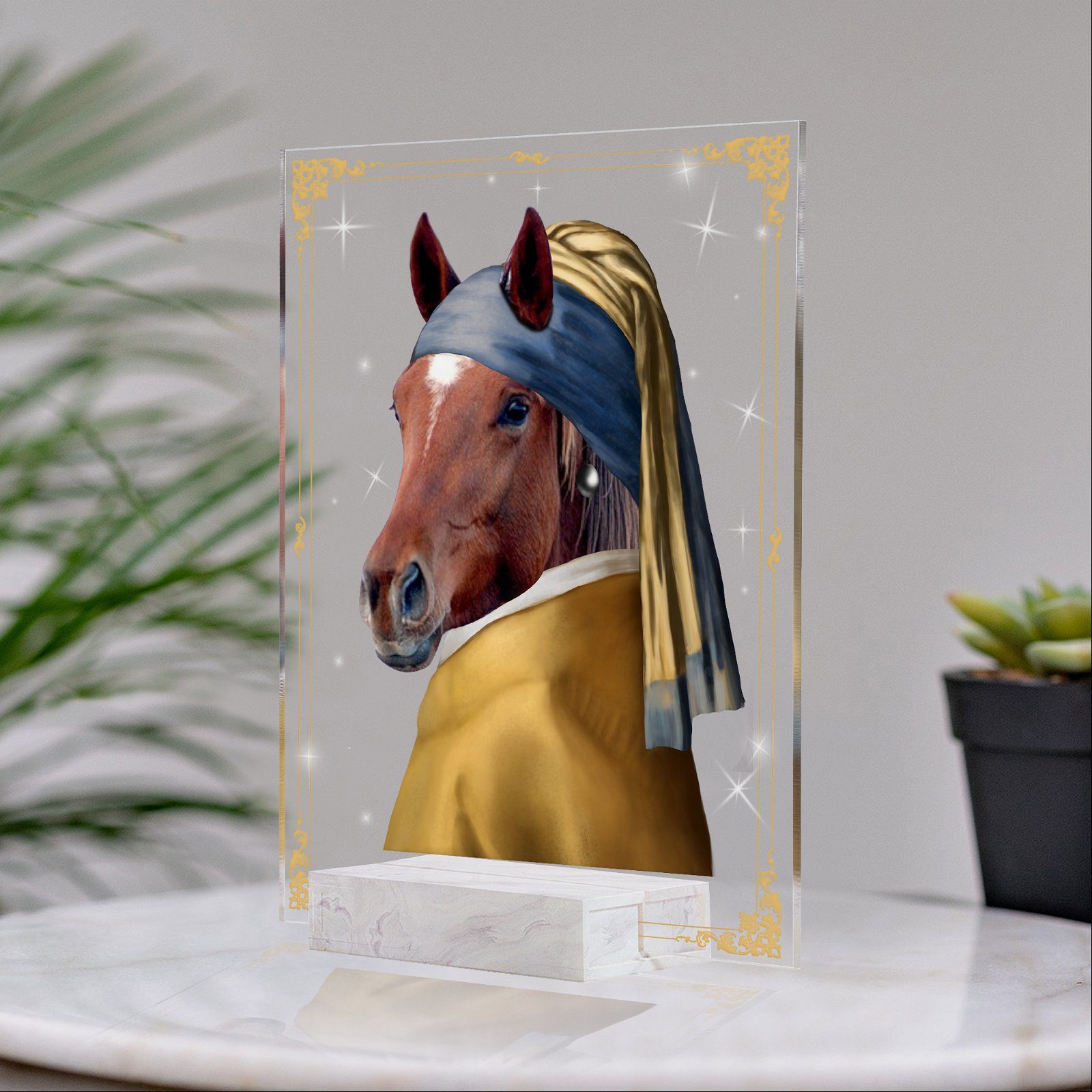 Custom Horse Personalized Horse With a Pearl Earring Custom Pet Portrait BNN64ASCT - Image 3