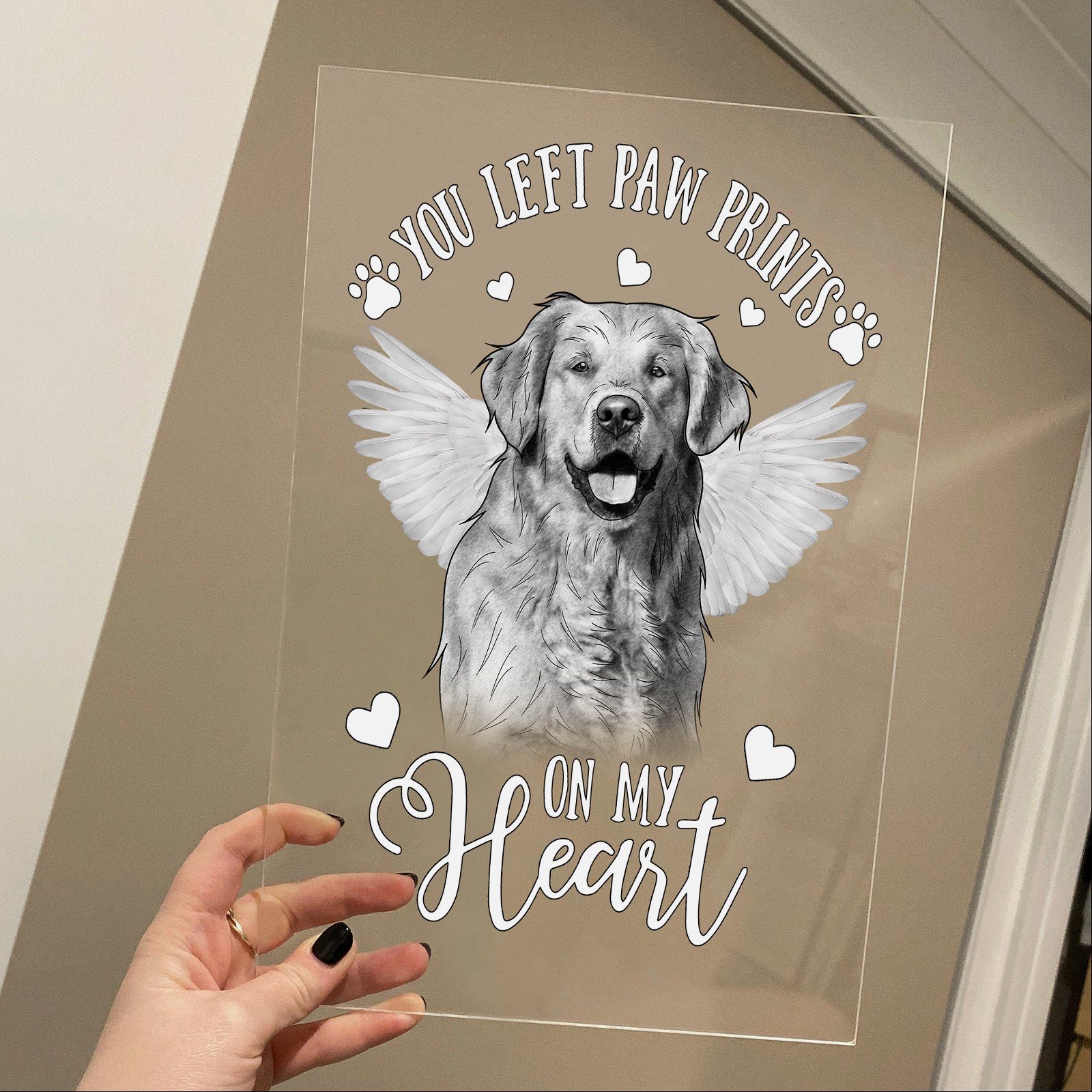 Custom Pet Image Acrylic Sign You Left Paw Prints On My Heart BNN160ASCT - Image 2