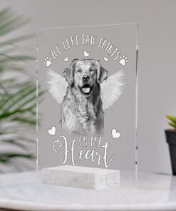 custom pet image acrylic sign you left paw prints on my heart bnn160asct 8315