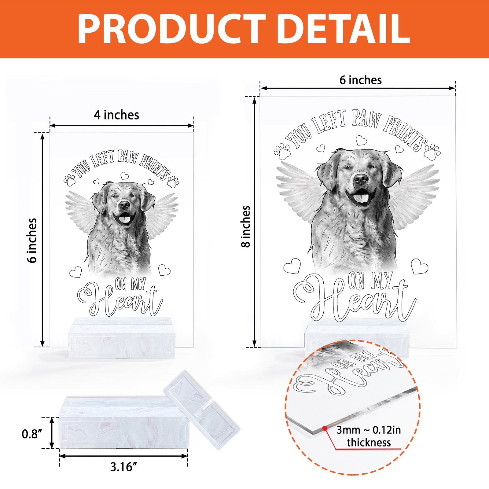 Custom Pet Image Acrylic Sign You Left Paw Prints On My Heart BNN160ASCT - Image 4