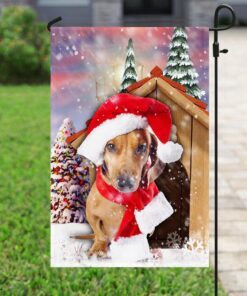 dachshund christmas flag 4578