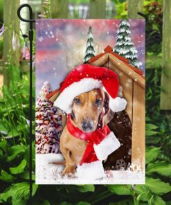 dachshund christmas flag 4884