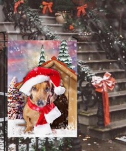 dachshund christmas flag 6928