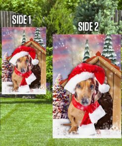 dachshund christmas flag 7482