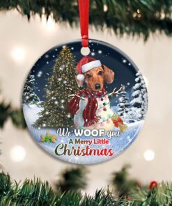 Dachshund Circle Ceramic Ornament We Woof You A Merry Little Christmas DBD2924Ov1