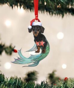 Dachshund Custom Shaped Ornament Christmas Mermaid NTT132Ov2