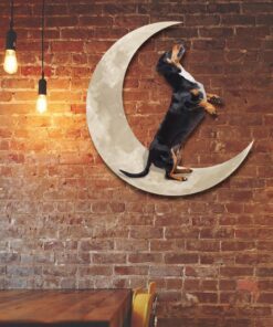 Dachshund Dog And Moon Hanging Metal Sign QNK879MSv3