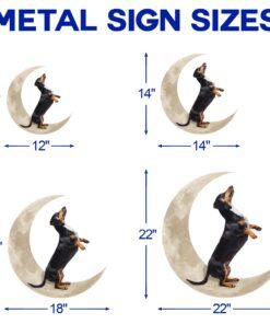 dachshund dog and moon hanging metal sign qnk879msv3 5597
