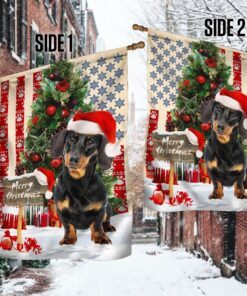 dachshund dog christmas american flag qnn556fv2 2263