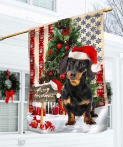 Dachshund Dog Christmas American Flag QNN556FV2