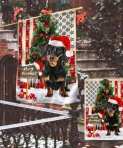 dachshund dog christmas american flag qnn556fv2 8095