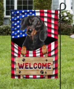 dachshund dog welcome american flag tqn1135fv3 4065