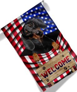 dachshund dog welcome american flag tqn1135fv3 8266