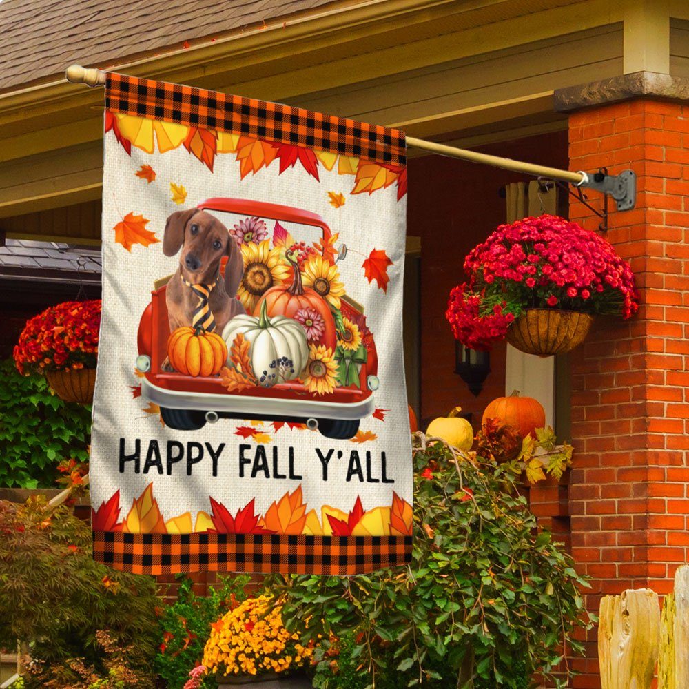 Dachshund Flag Happy Fall Y'all BNN449Fv1