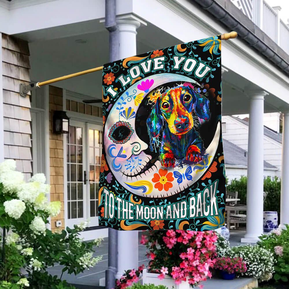 Dachshund Flag I Love You To The Moon And Back NTT66F