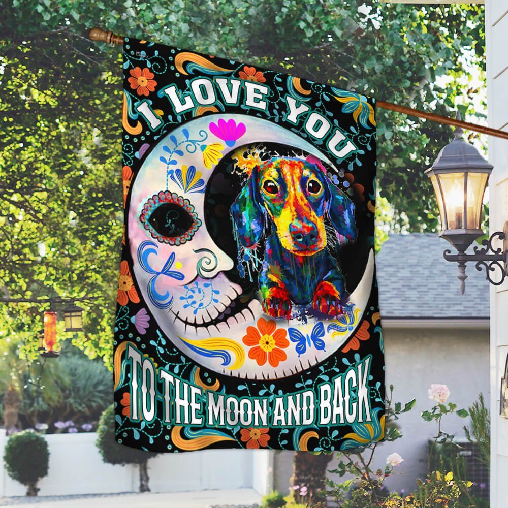 Dachshund Flag I Love You To The Moon And Back NTT66F - Image 3