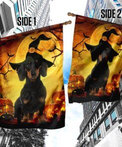 dachshund halloween flag flagwix™ happy halloween with dachshund dog flag 2526