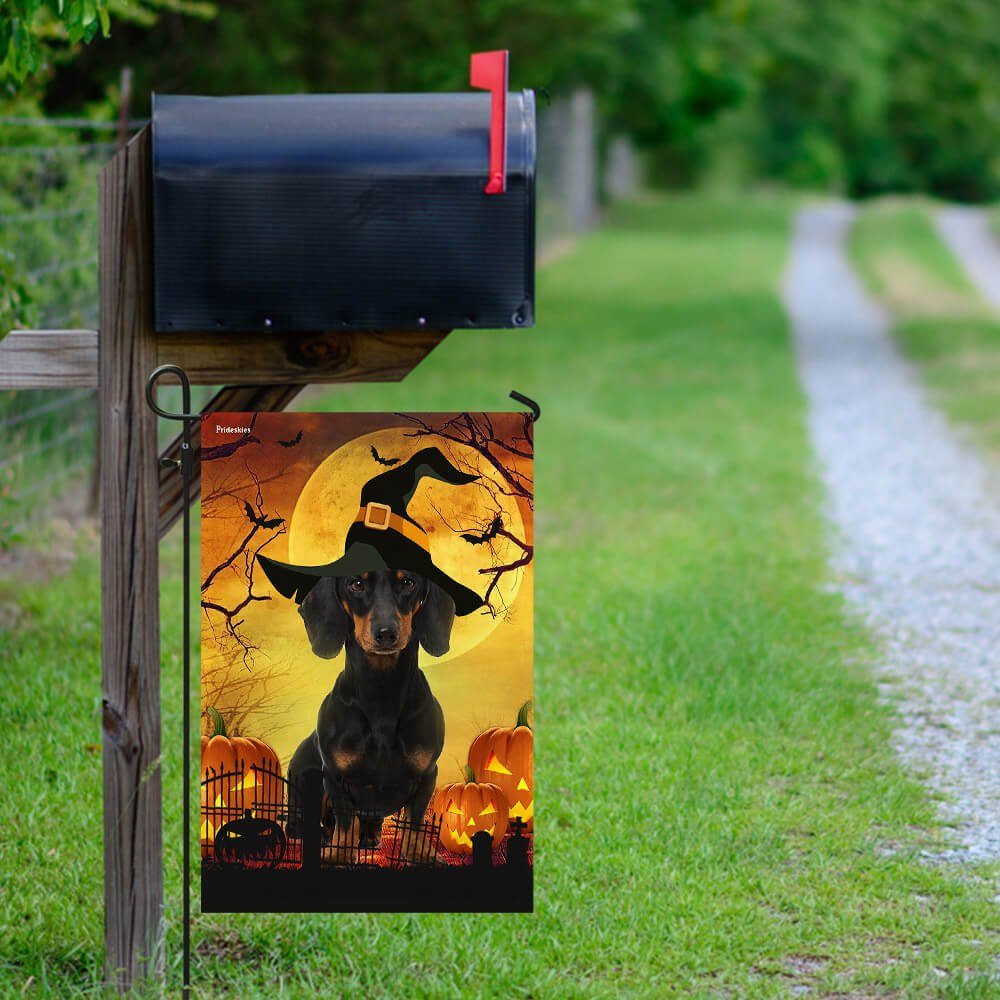 Dachshund Halloween Flag Flagwix™ Happy Halloween With Dachshund Dog Flag - Image 9