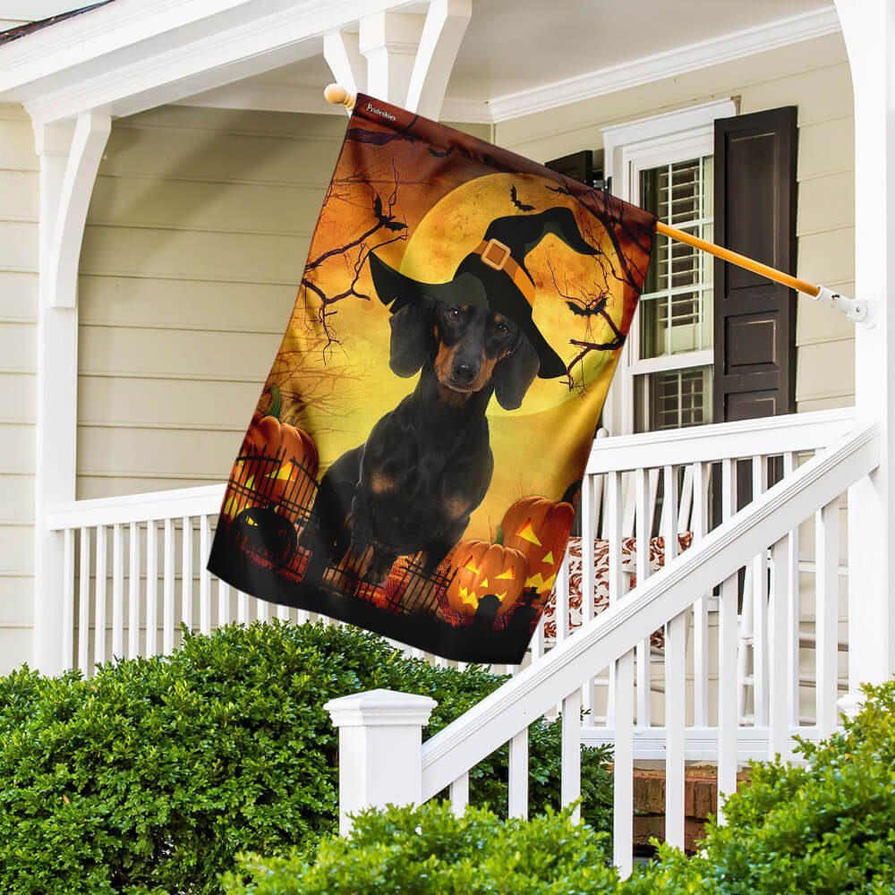 Dachshund Halloween Flag Flagwix™ Happy Halloween With Dachshund Dog Flag - Image 4