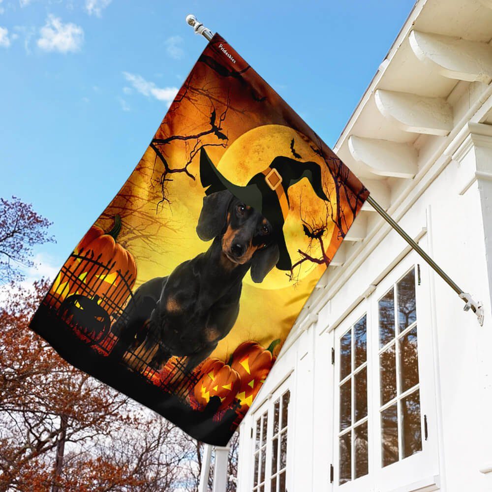 Dachshund Halloween Flag Flagwix™ Happy Halloween With Dachshund Dog Flag - Image 2