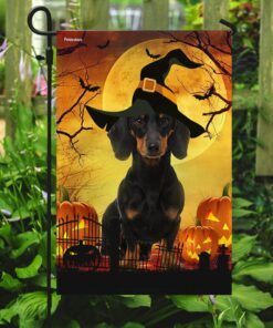 dachshund halloween flag flagwix™ happy halloween with dachshund dog flag 5416