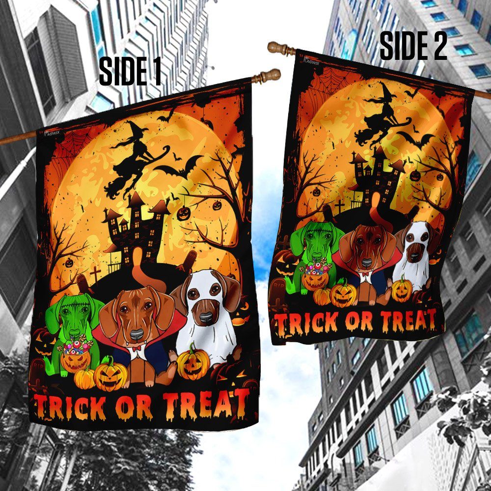 Dachshund Halloween Flag Flagwix™ Trick Or Treat Dachshund Dog Flag - Image 4
