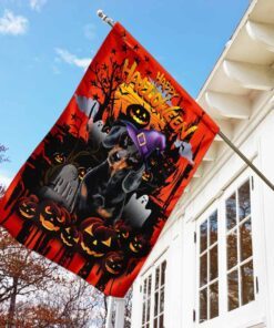 dachshund happy halloween flag 4351
