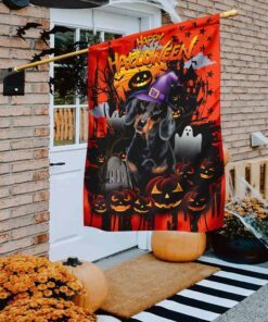 Dachshund Happy Halloween Flag